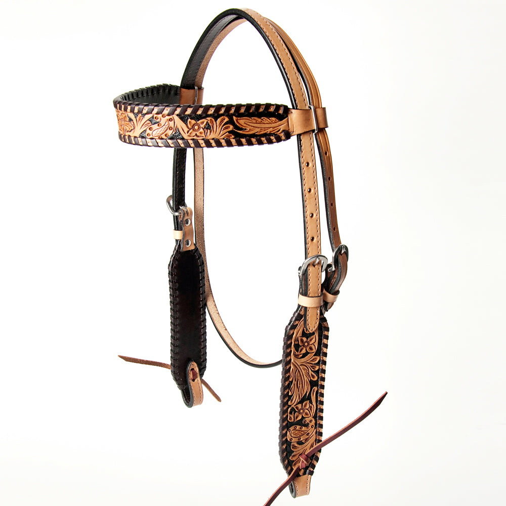 American Darling ADPAF134-HS Western Horse Floral Headstall  Genuine Leather Tan