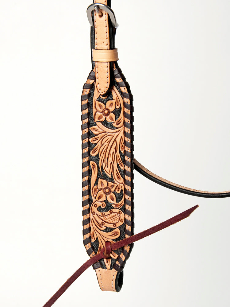 American Darling ADPAF134-HS Western Horse Floral Headstall  Genuine Leather Tan