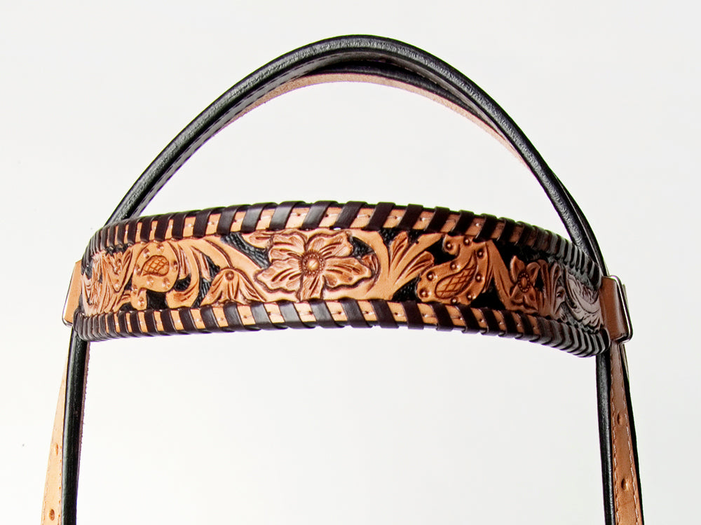 American Darling ADPAF134-HS Western Horse Floral Headstall  Genuine Leather Tan