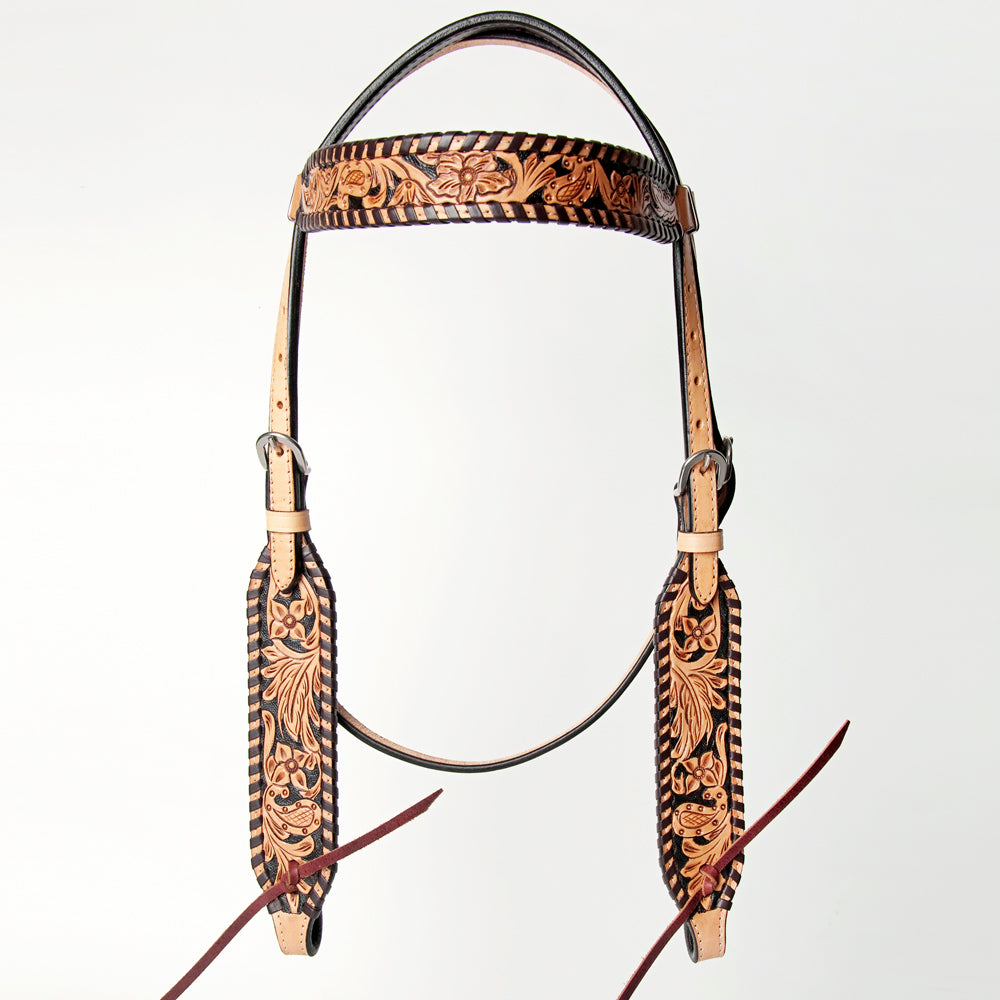 American Darling ADPAF134-HS Western Horse Floral Headstall  Genuine Leather Tan