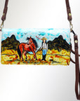 American Darling Organiser Hair-On Hand Tooled Genuine Leather Women Bag Western Handbag Purse