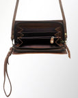 American Darling Organiser Hair-On Hand Tooled Genuine Leather Women Bag Western Handbag Purse