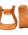 Horse Western Saddle Stirrup Leather Floral Stirrups Pair Hilason