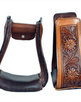 Horse Western Saddle Stirrup Leather Floral Stirrups Pair Hilason
