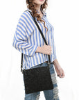 American Darling Western Small Crossbody Bag – Genuine Hair-On Cowhide Leather with Fringes, Adjustable Strap, Handcrafted in Texas