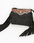 American Darling Western Small Crossbody Bag – Genuine Hair-On Cowhide Leather with Fringes, Adjustable Strap, Handcrafted in Texas