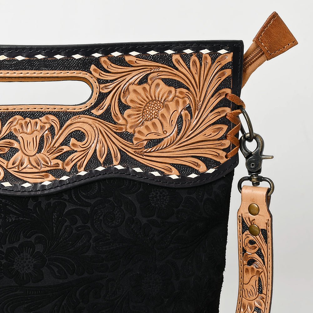 American Darling Clutch Hand Tooled Hair On Genuine Leather Women Bag Western Handbag Purse