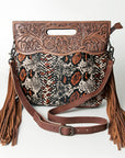 American Darling Clutch Hand Tooled Saddle Blanket Fabric Genuine Leather Western Women Bag Handbag Purse | Purses for Cute