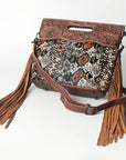 American Darling Clutch Hand Tooled Saddle Blanket Fabric Genuine Leather Western Women Bag Handbag Purse | Purses for Cute