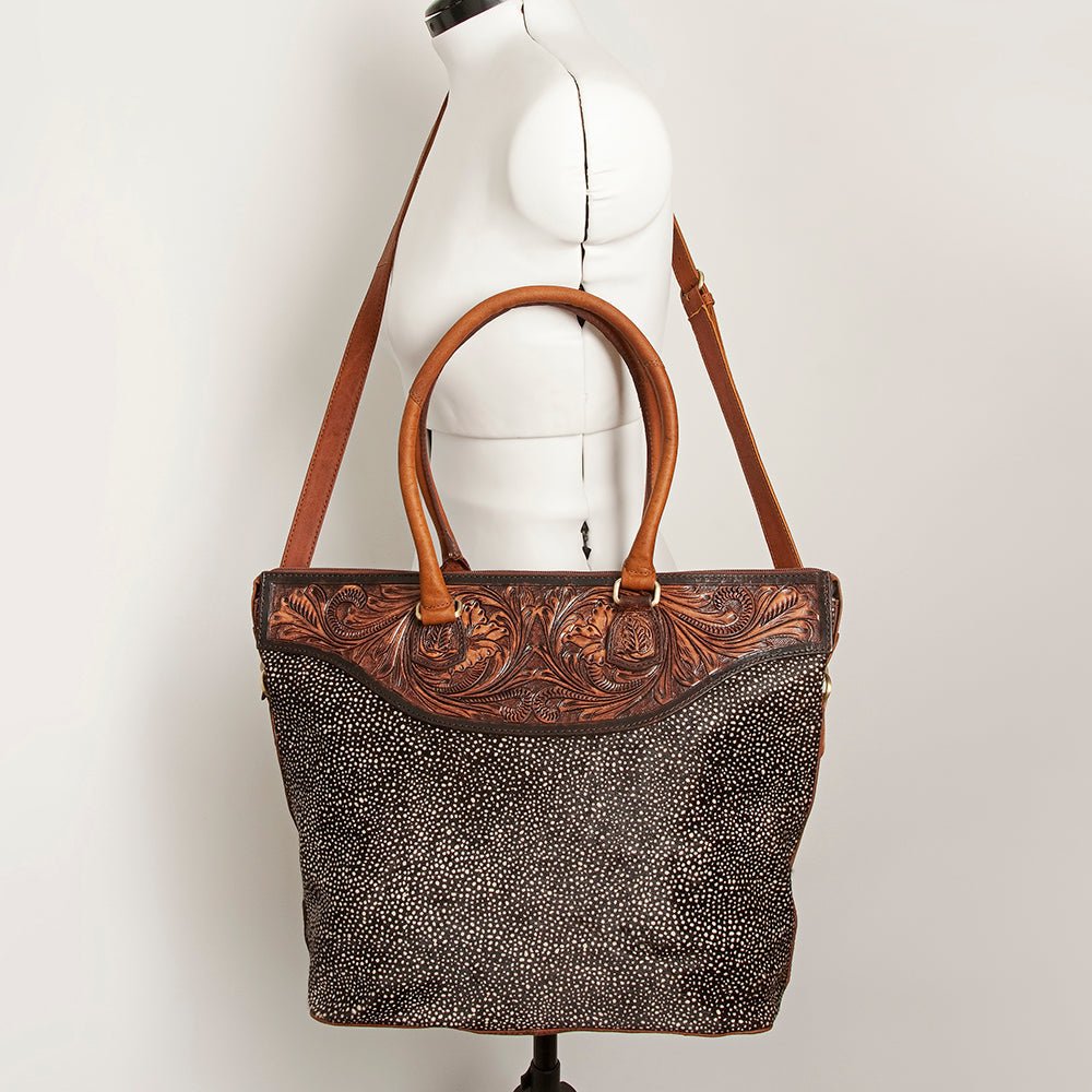 American Darling Tote Hand Tooled Hair On Genuine Leather Women Bag Western Handbag Purse