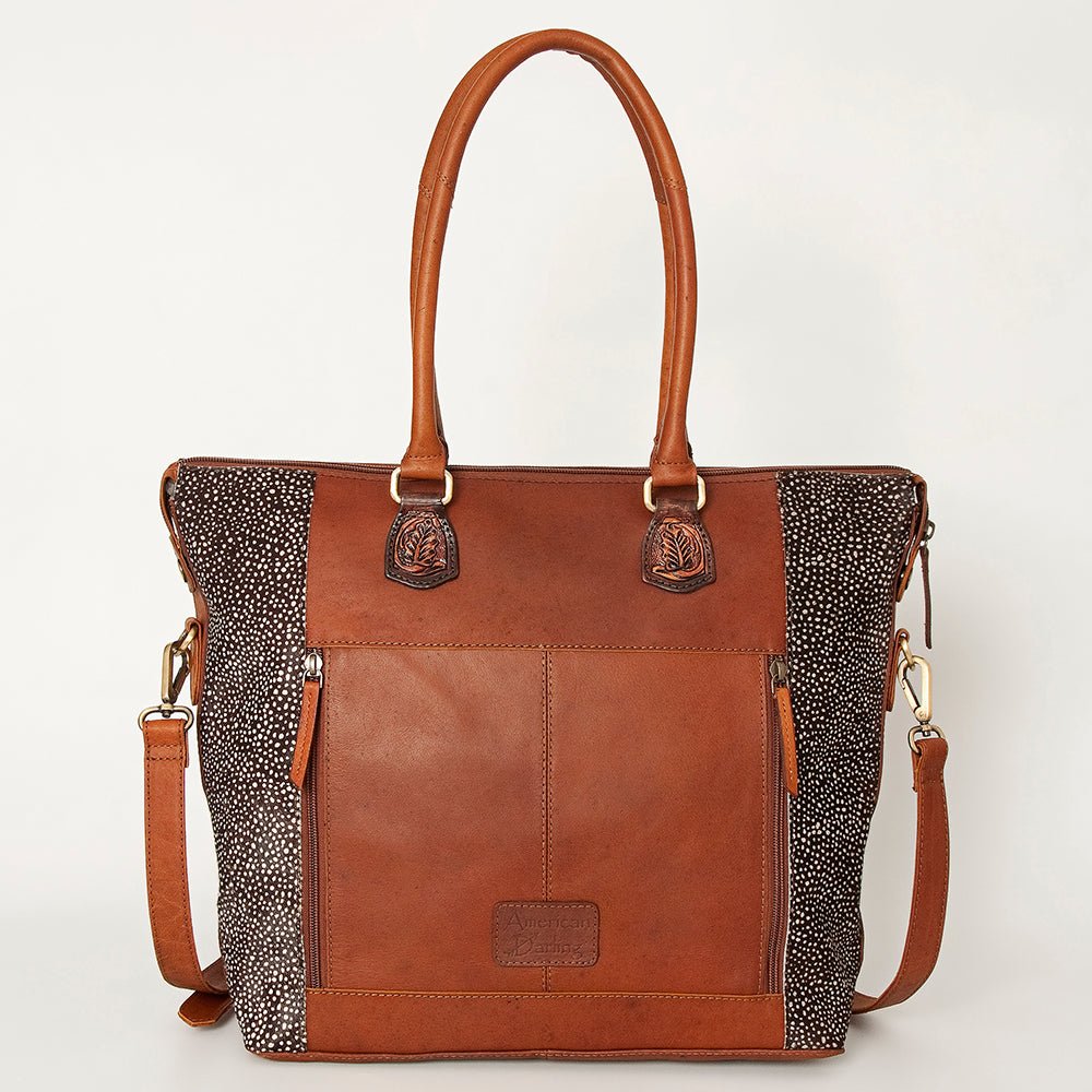 American Darling Tote Hand Tooled Hair On Genuine Leather Women Bag Western Handbag Purse