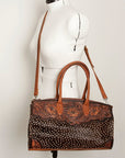 American Darling Duffel Hand Tooled Hair On Genuine Leather Women Bag Western Handbag Purse
