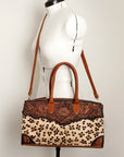 American Darling Duffel Hand Tooled Hair On Genuine Leather Women Bag Western Handbag Purse
