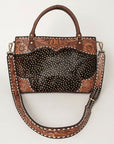 American Darling Tote Hand Tooled Hair On Genuine Leather Women Bag Western Handbag Purse