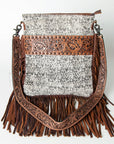 American Darling Messenger Hand Tooled Hair On Genuine Leather Western Women Bag Handbag Purse | Cute
