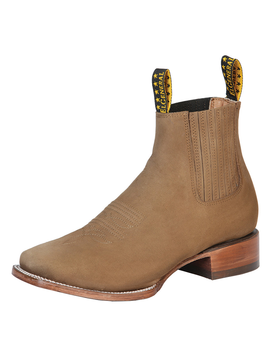 El General Square Toe Ankle Boot in Nubuck Brown