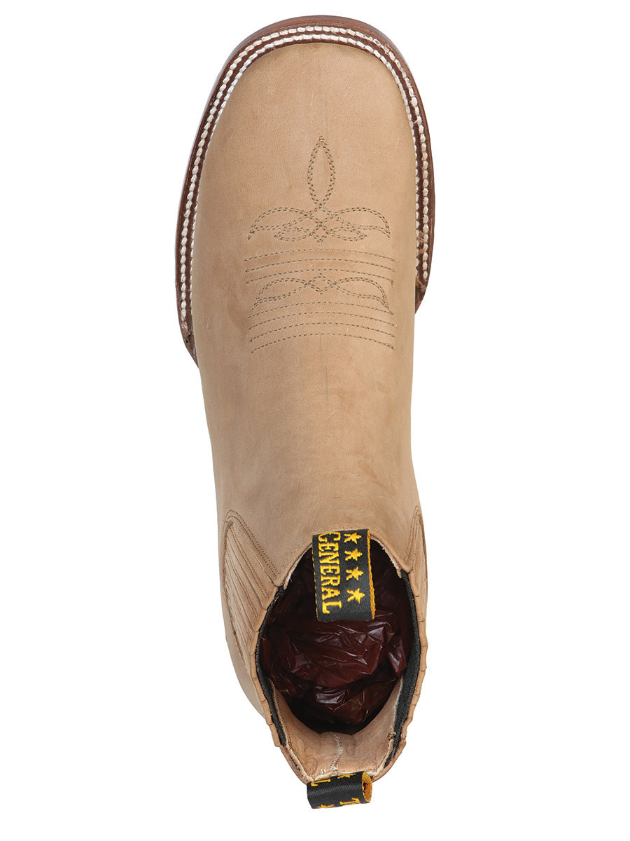 El General Square Toe Ankle Boot in Nobuck Sand