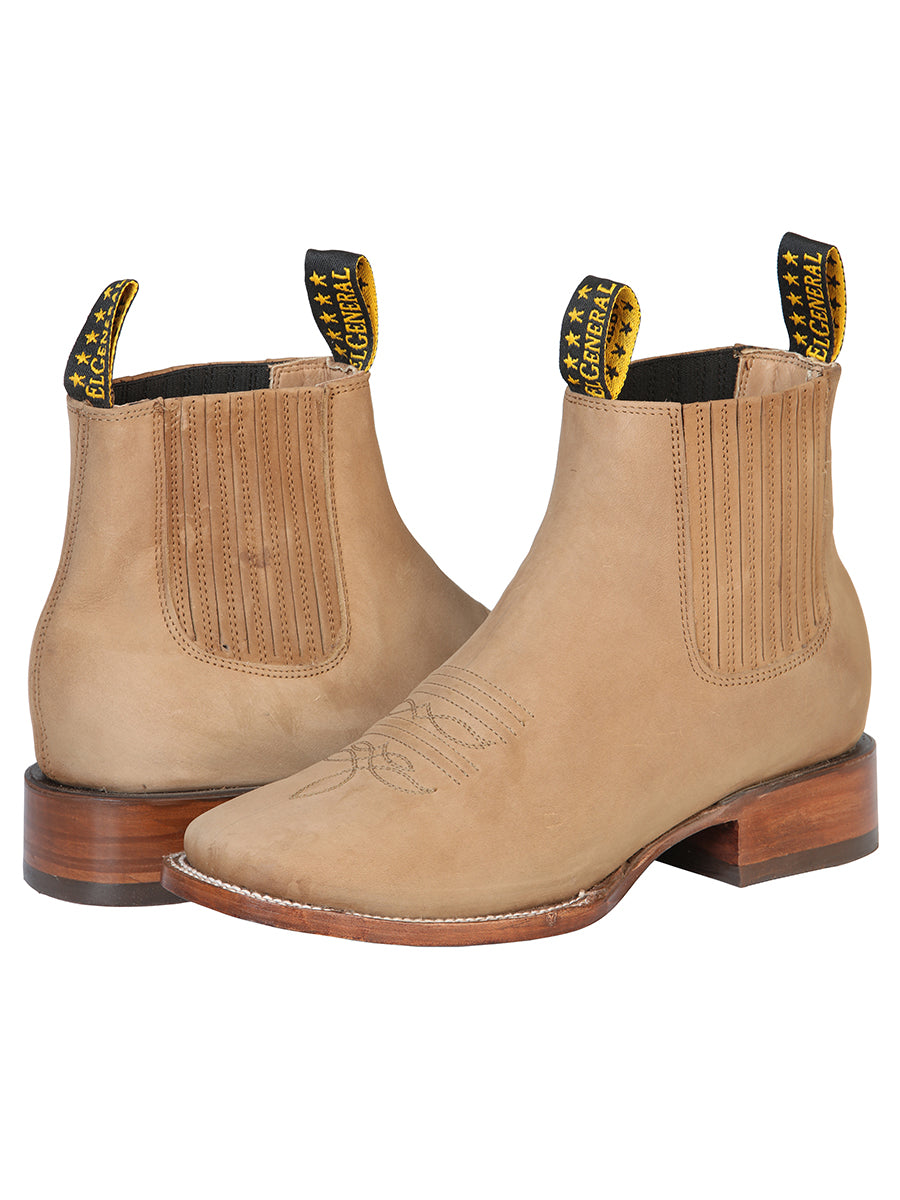 El General Square Toe Ankle Boot in Nobuck Sand