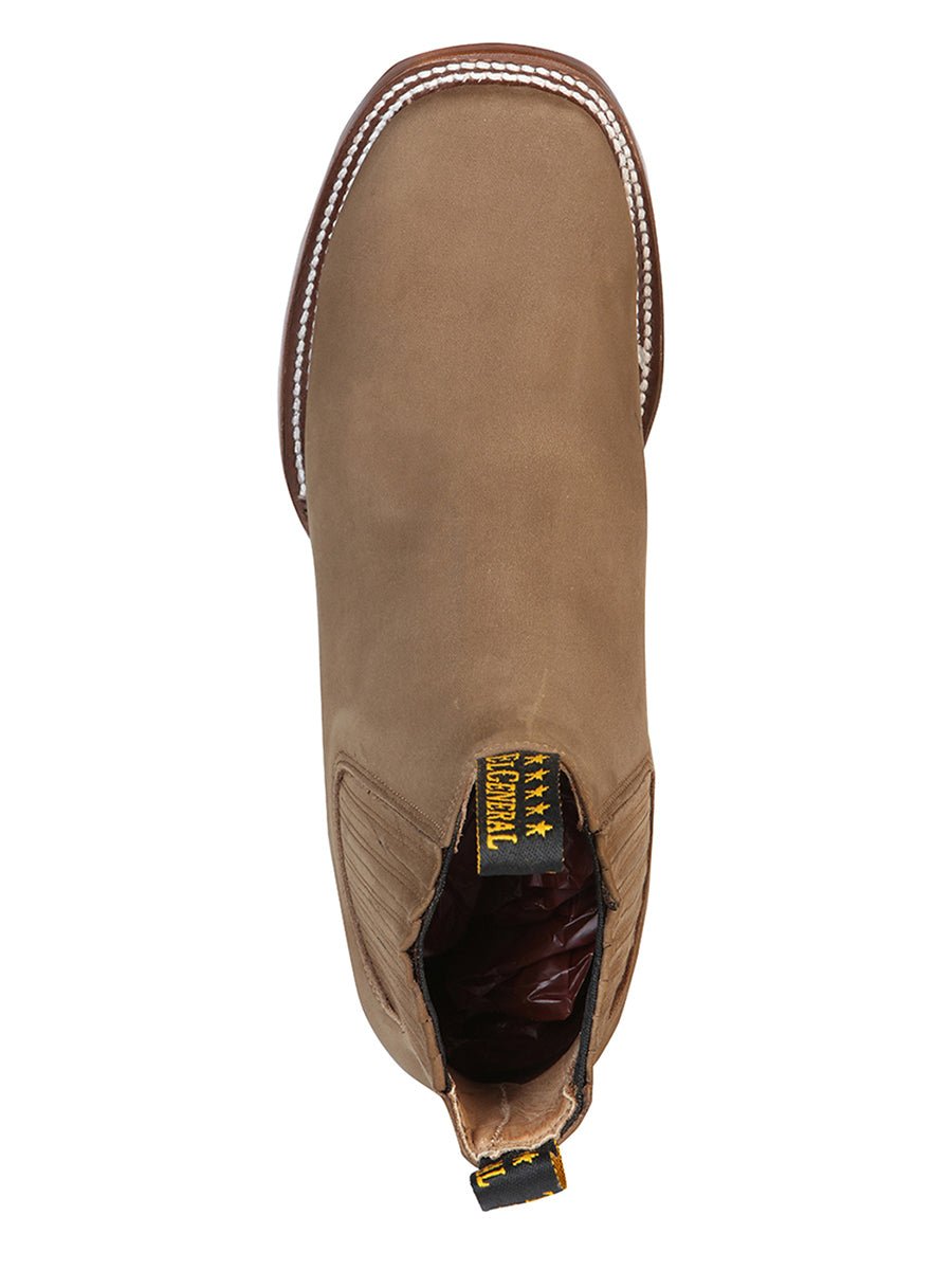 El General Square Toe Ankle Boot in Nobuck Brown