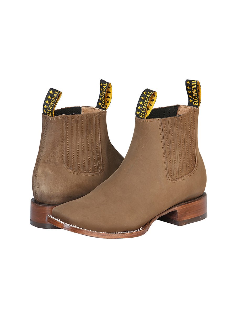 El General Square Toe Ankle Boot in Nobuck Brown