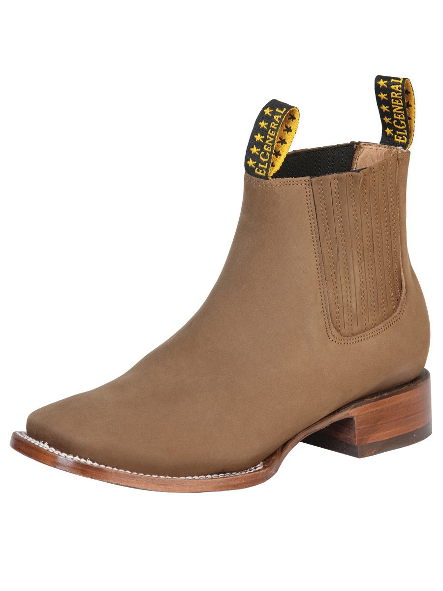 El General Square Toe Ankle Boot in Nobuck Brown