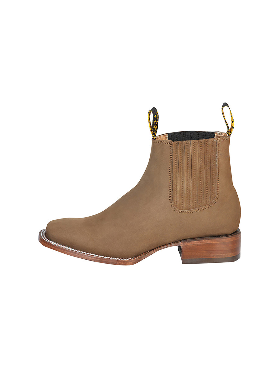 El General Square Toe Ankle Boot in Nobuck Brown
