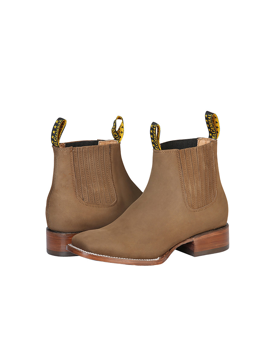 El General Square Toe Ankle Boot in Nobuck Brown