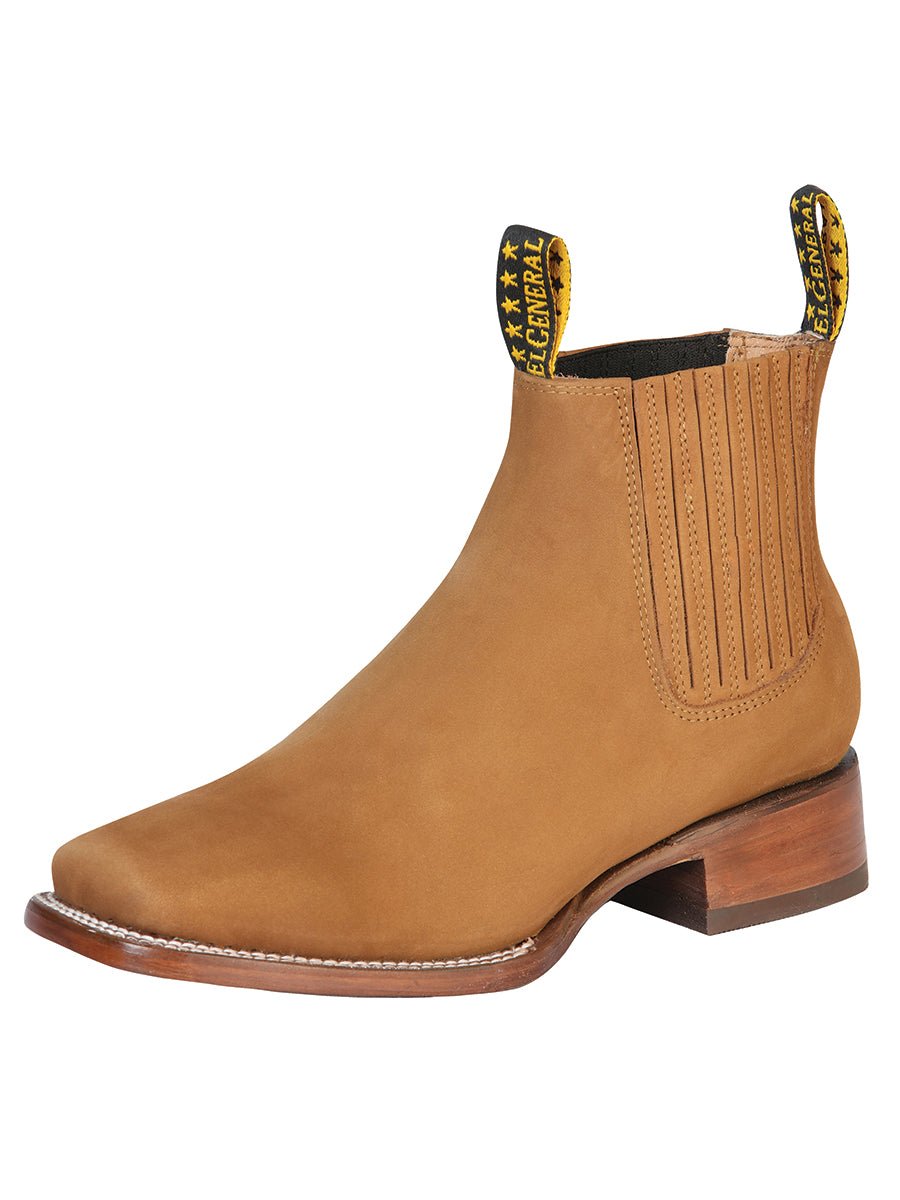 El General Square Toe Ankle Boot in Nobuck Old Gold