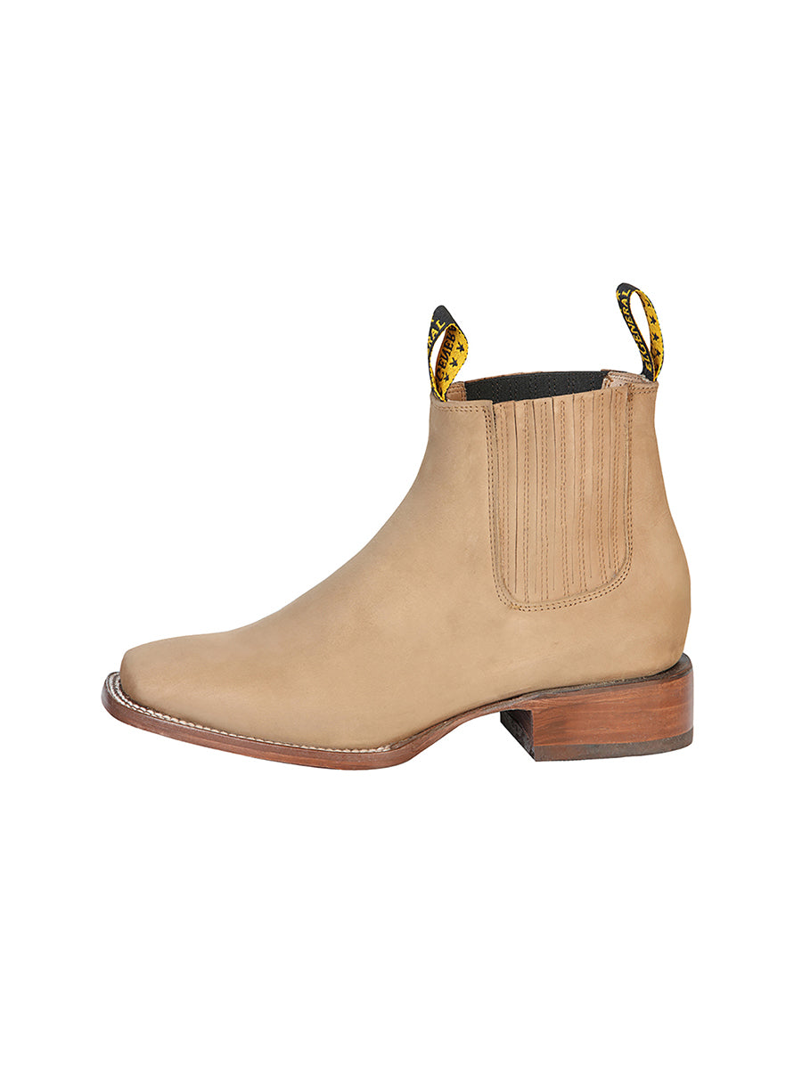 El General Square Toe Ankle Boot — Nubuck Light Brown