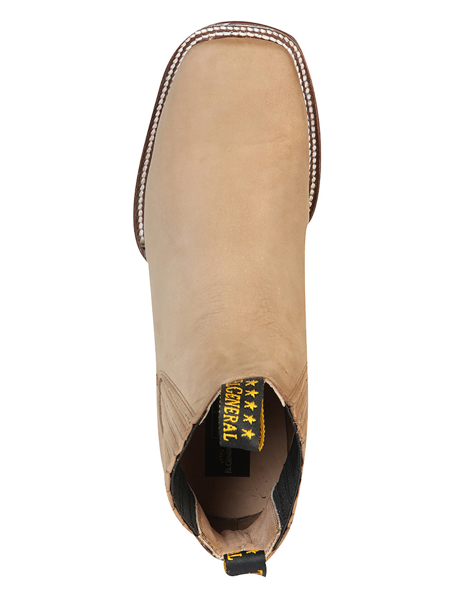 El General Square Toe Ankle Boot — Nubuck Light Brown