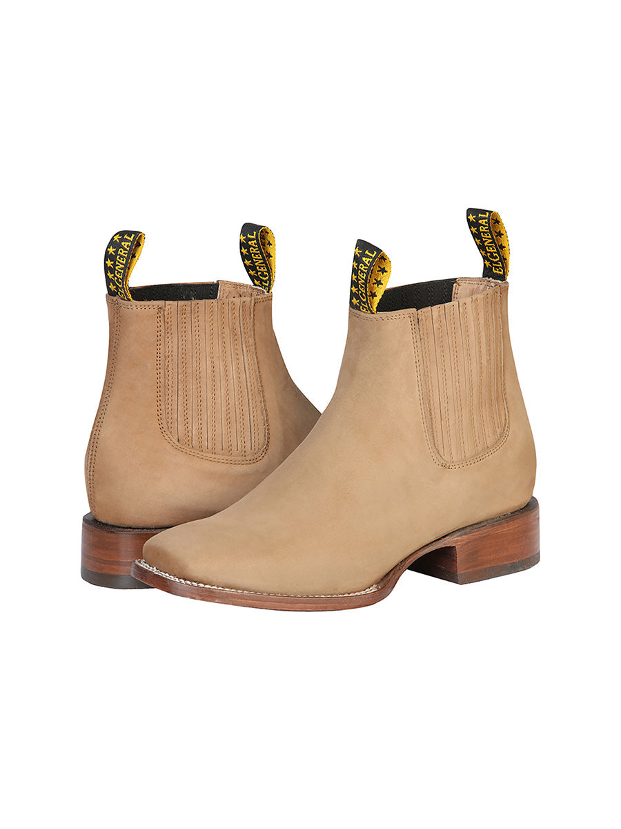 El General Square Toe Ankle Boot — Nubuck Light Brown