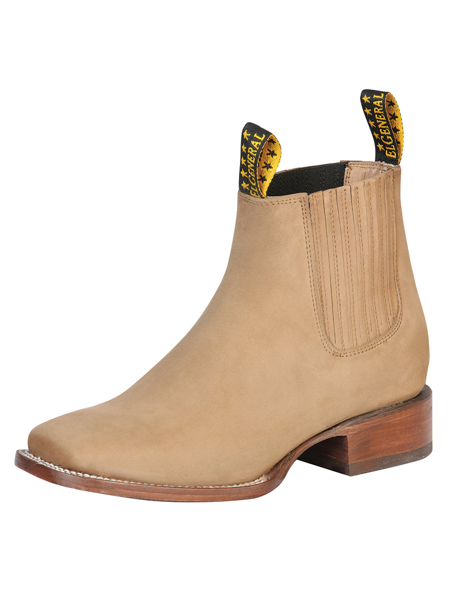 El General Square Toe Ankle Boot — Nubuck Light Brown