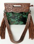 American Darling Clutch Hand Tooled Saddle Blanket Fabric Genuine Leather Western Women Bag Handbag Purse | Purses for Cute