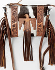 American Darling Western Small Crossbody Bag – Genuine Hair-On Cowhide Leather with Fringes, Adjustable Strap, Handcrafted in Texas