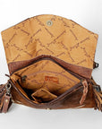 American Darling ADBGS178TB Envelope Hand Tooled Hair On Genuine Leather women bag western handbag purse