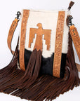American Darling Messenger Hand Tooled Hair On Genuine Leather Western Women Bag Handbag Purse | Cute
