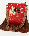 American Darling Messenger Hand Tooled Hair On Genuine Leather Western Women Bag Handbag Purse | Cute
