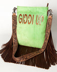 American Darling Messenger Hand Tooled Hair On Genuine Leather Western Women Bag Handbag Purse | Cute