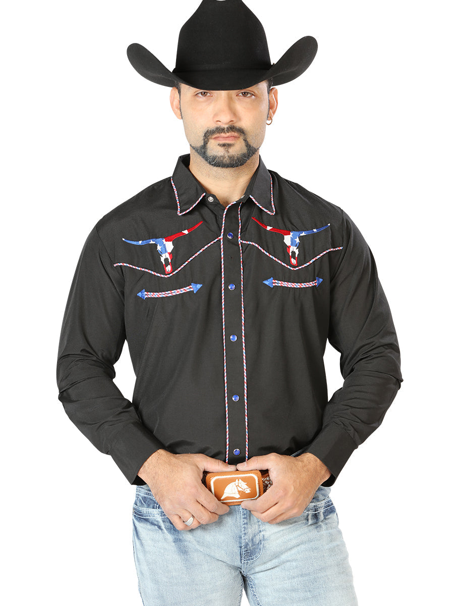 El Señor de los Cielos Embroidery Shirt in Black