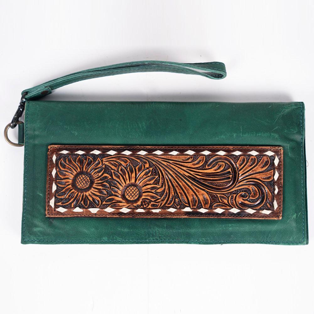 American Darling ADBGZ266-DAM Wristlet Hand Tooled Genuine Leather Women Bag Western Handbag Purse