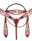 Western Horse Headstall Breast Collar American Leather Hilason US Flag