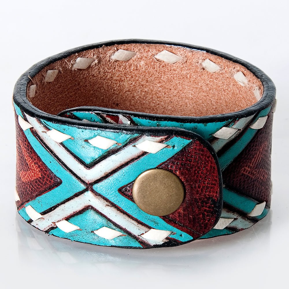 American Darling Bracelet Hand Tooled Carved Genuine Leather Women | Handmade Western Rustic