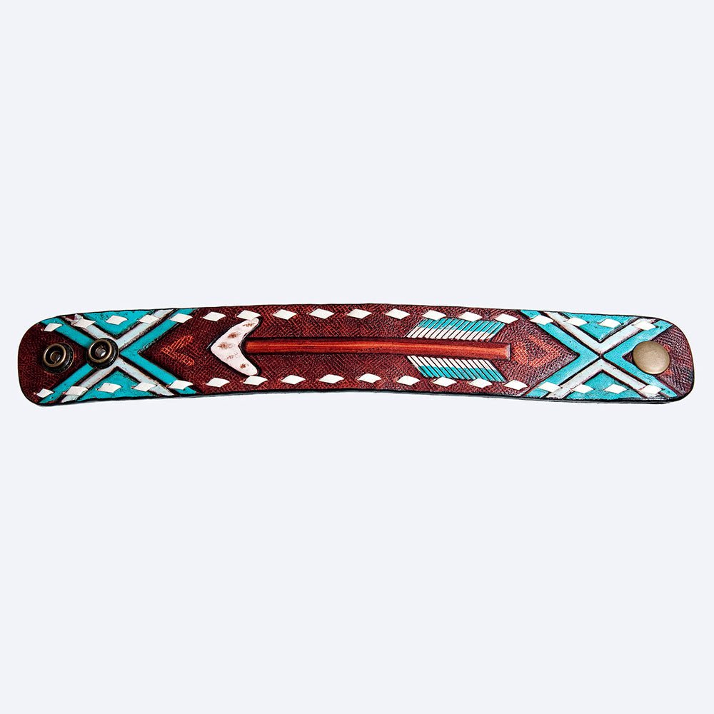 American Darling Bracelet Hand Tooled Carved Genuine Leather Women | Handmade Western Rustic