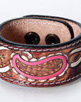 American Darling Bracelet Hand Tooled Carved Genuine Leather Women | Handmade Western Rustic