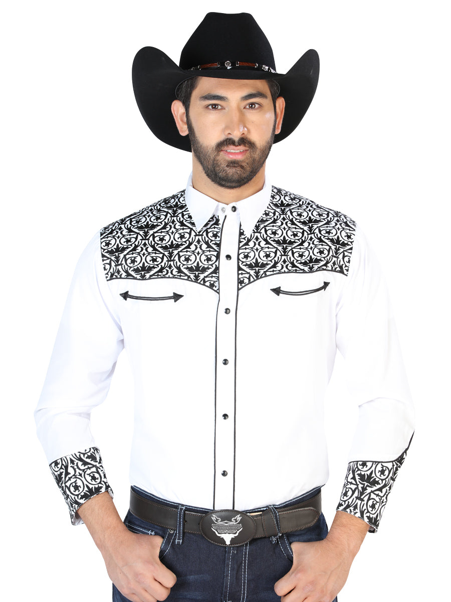 El Señor de los Cielos Embroidery Shirt in White/Black
