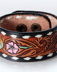 American Darling Bracelet Hand Tooled Carved Genuine Leather Women | Handmade Western Rustic