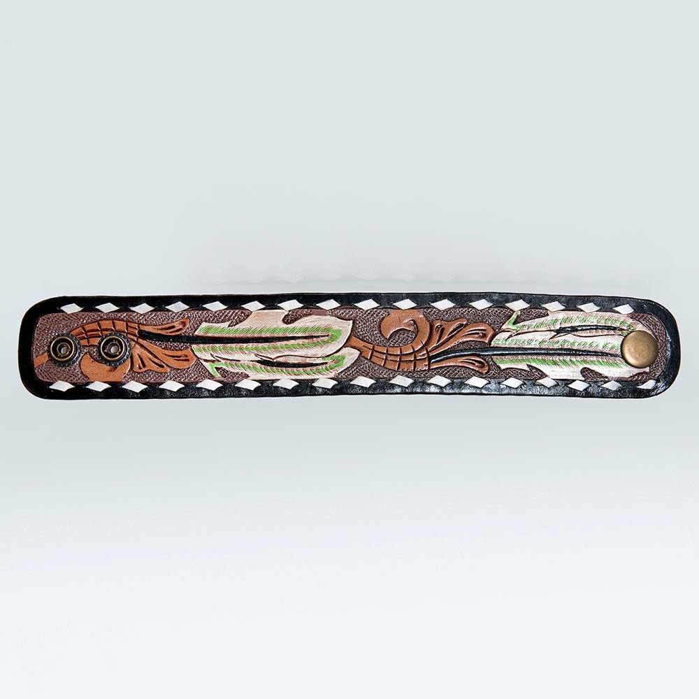 American Darling Bracelet Hand Tooled Carved Genuine Leather Women | Handmade Western Rustic