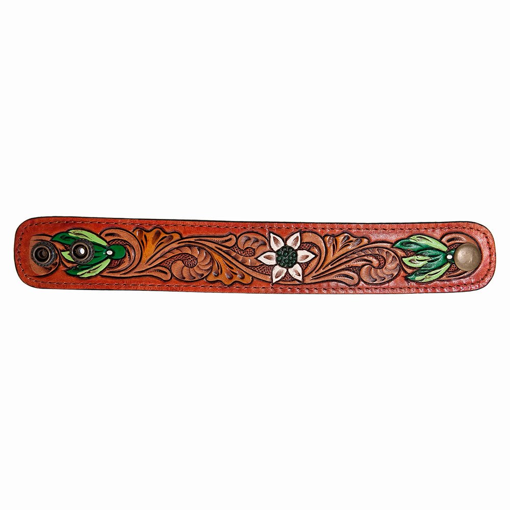 American Darling Bracelet Hand Tooled Carved Genuine Leather Women | Handmade Western Rustic