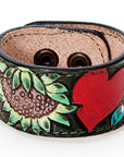 American Darling Bracelet Hand Tooled Carved Genuine Leather Women | Handmade Western Rustic