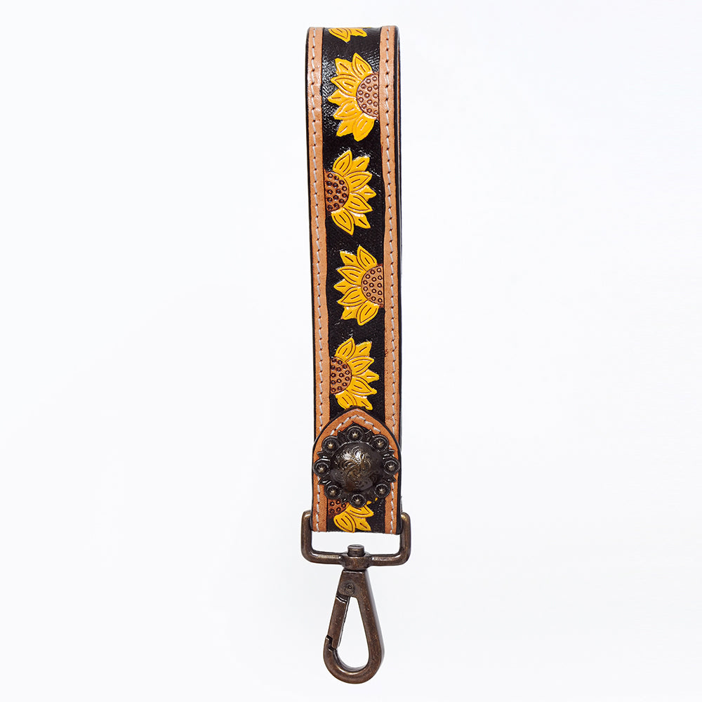 American Darling ADWSF102 Hand Tooled Genuine Leather Handle Strap For Wristlet Bags